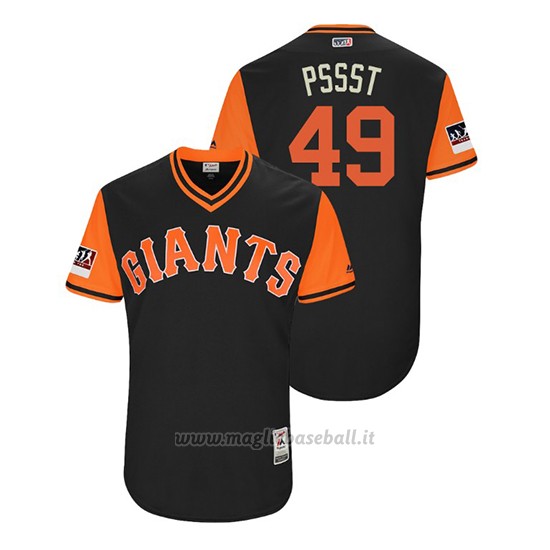 Maglia Baseball Uomo San Francisco Giants Sam Dyson 2018 Llws Players Weekend Pssst Nero